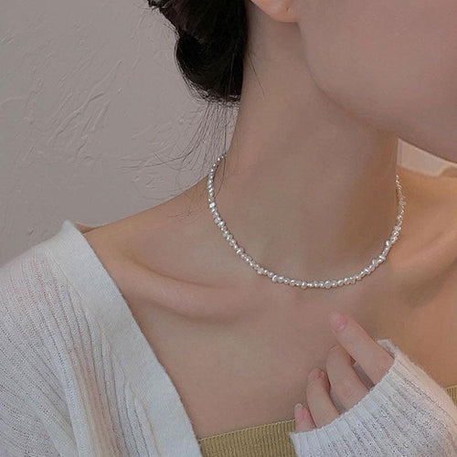 D廠-925純銀巴洛克異形珍珠項鍊不規則女士鎖骨鏈小珍珠時尚頸鍊「YC2609N」23.05-1 - 安蘋飾品批發