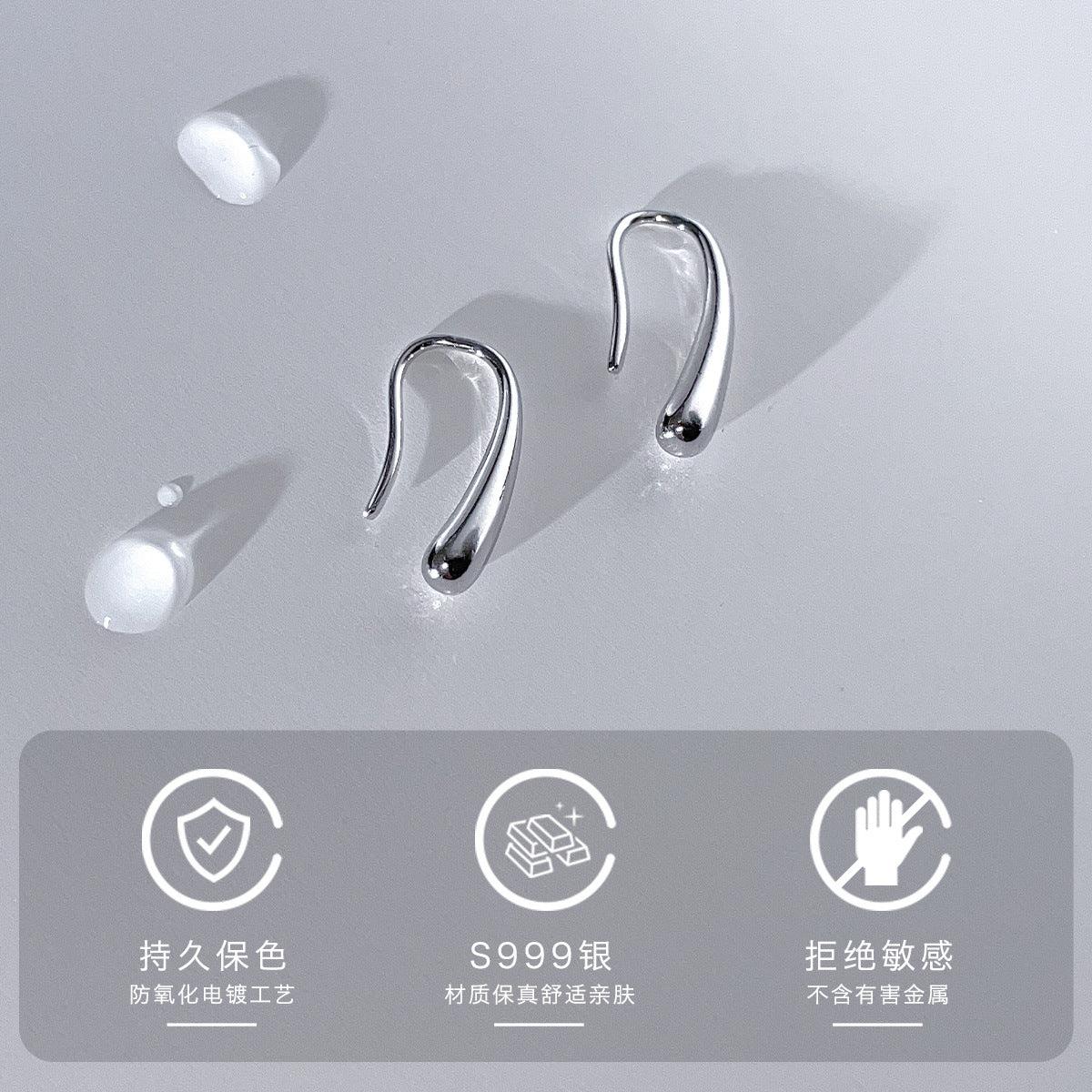 C廠-s999純銀水滴耳釘女韓版簡單小眾百搭設計高級感ins風耳飾品批發「EH-1870」25.01-2