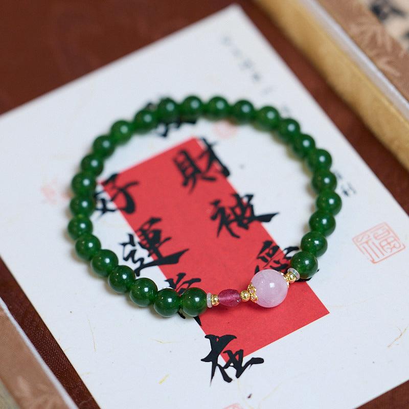 AS廠-小紅書爆款錦葵綠玉髓手串女彩虹碧璽紫鋰輝水晶新中式手鍊批發「SL0610926」25.03-3