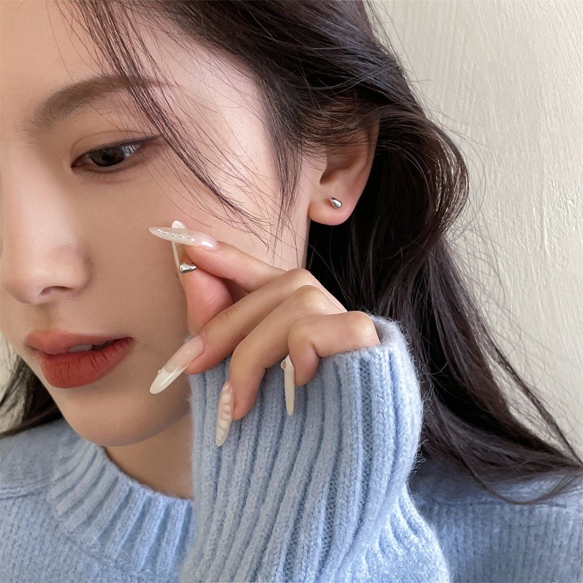C廠-簡約迷你豆豆耳釘女輕奢時尚氣質高級感銀針耳環精緻百搭夏天耳飾「EH-3497」25.05-2
