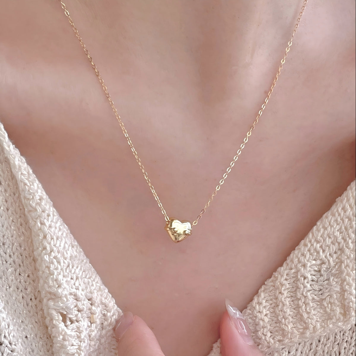 F廠-韓國韓版簡約銀飾 925純銀愛心項鍊百搭INS風個性設計款項鍊「B1385」25.11-4