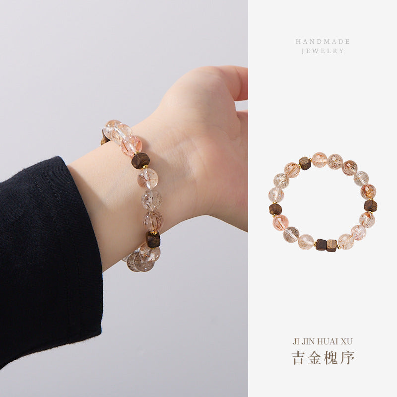 AS廠-小紅書爆款天然10MM超七水晶手串直切方塊沈香吉金槐序手串批發「101D048」25.05-2