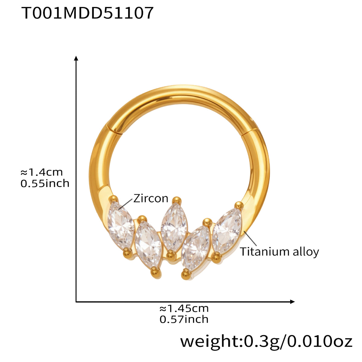 B廠-鈦合金鑲嵌5A鋯石鼻環歐美甜酷辣妹穿刺鼻環潮人時尚無縫環「T001」25.11-2