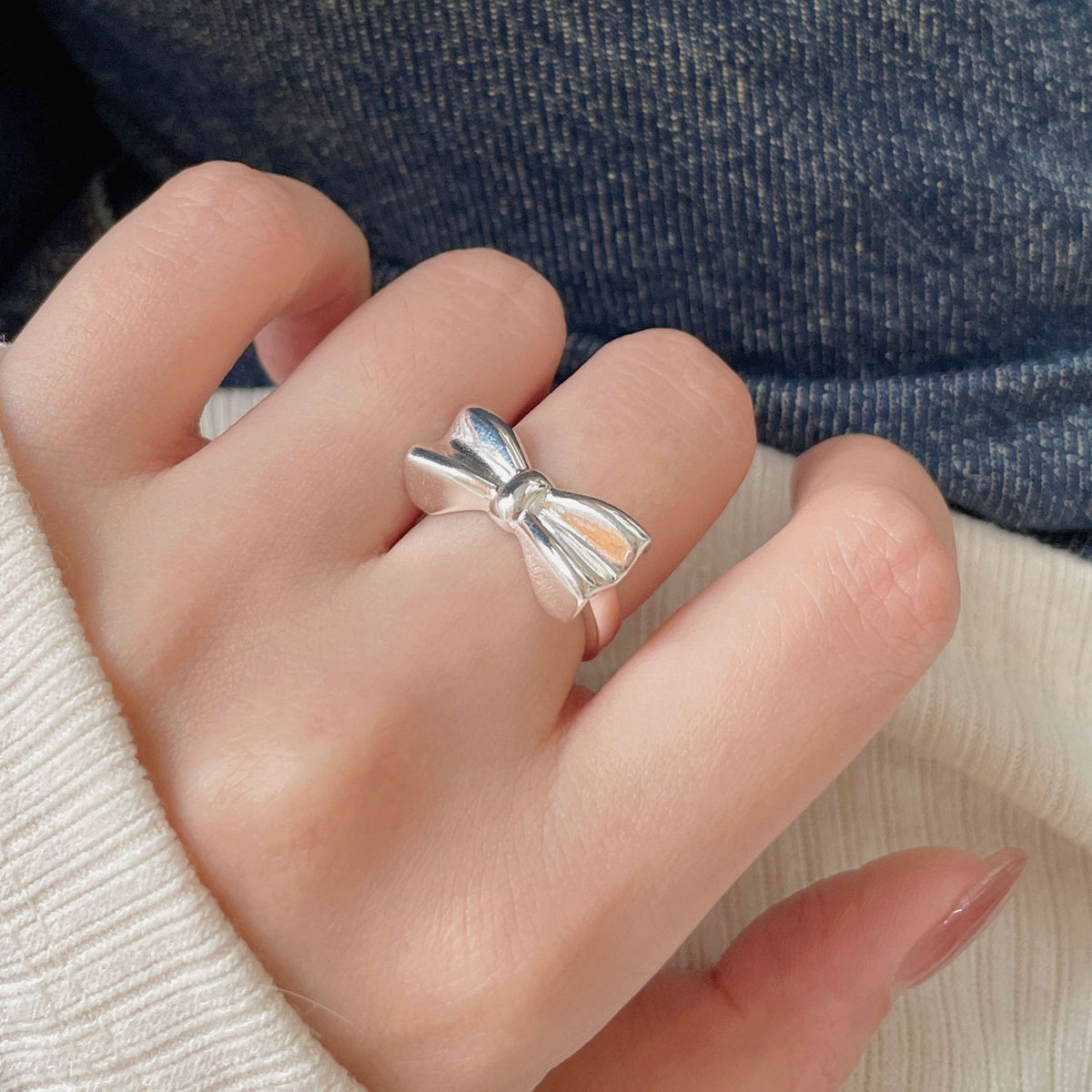 F廠-韓國 韓版飾品925純銀蝴蝶結戒指個性氣質小紅書INS戒指指「J1894」25.12-3