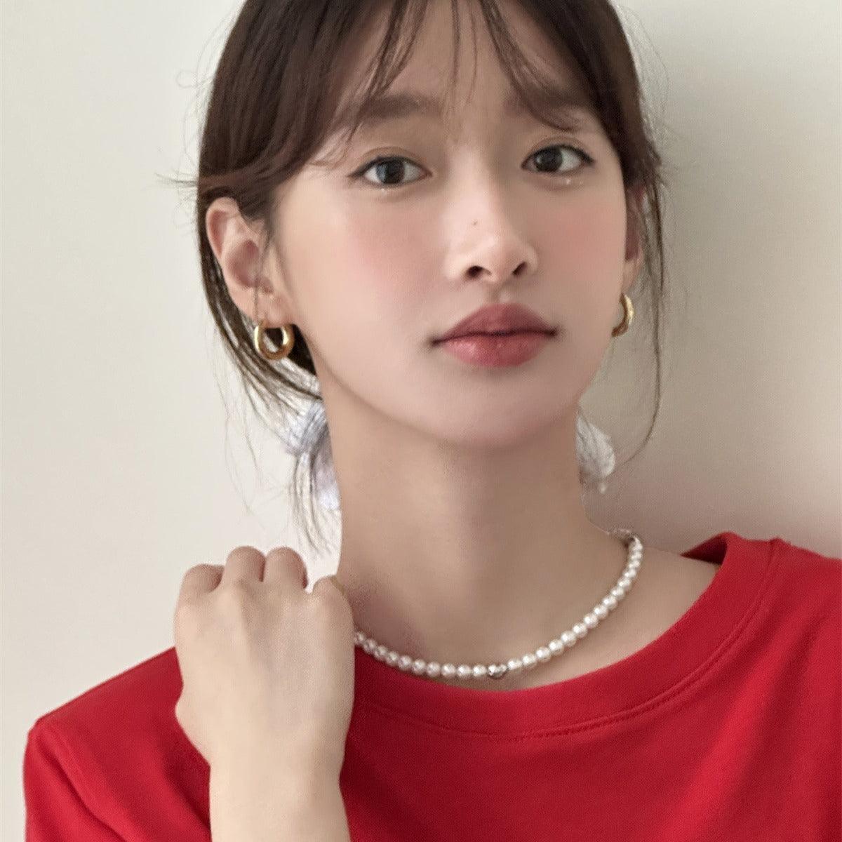 C廠-925銀針素圈耳環女輕奢高級感極簡風耳圈百搭小眾時尚新款耳扣新「EH-3107」24.08-1