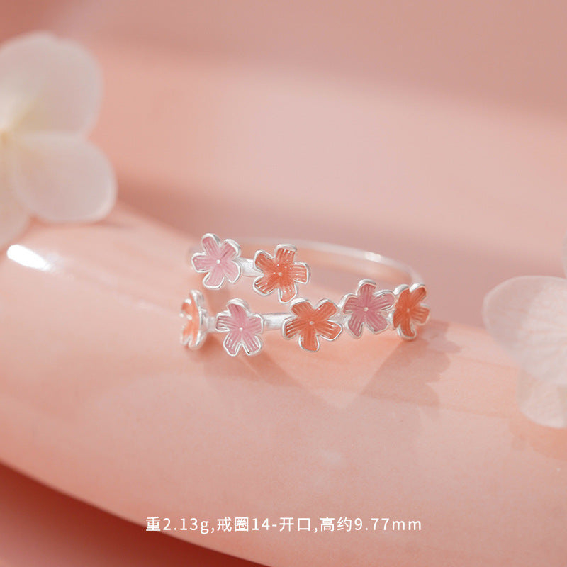 D廠-S999足銀櫻花花朵開口戒指清新設計感甜美可疊戴清新精美手飾「YC3658R_1 YC4535R_1」25.11-2