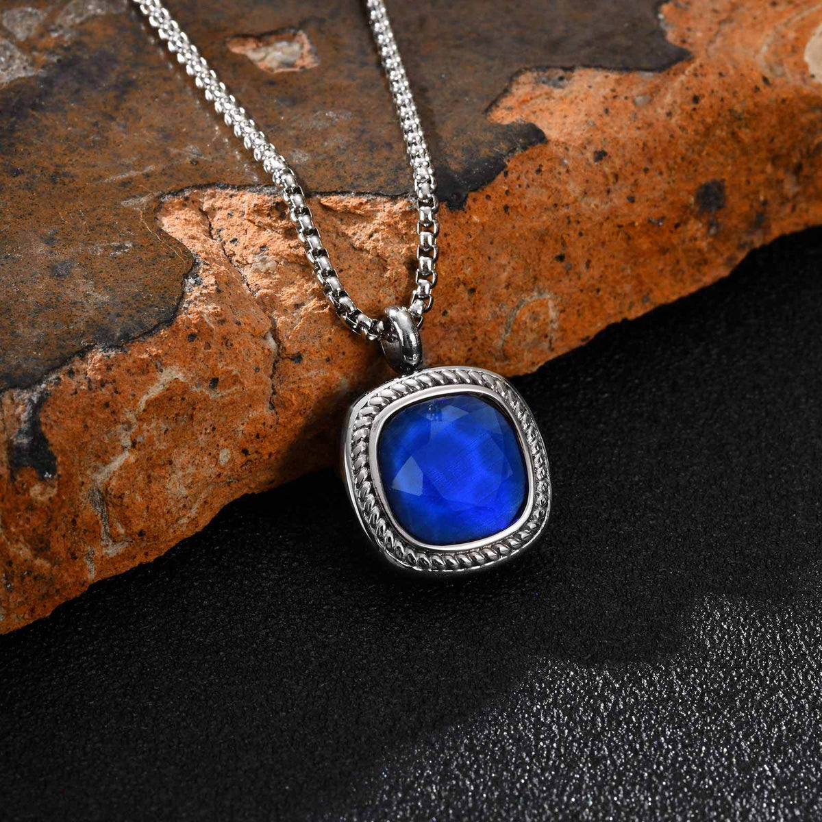 G廠-鈦鋼跨境方形切面吊墜項鍊夏季百搭男士簡約時尚設計感項墜「NC-353」25.11-1