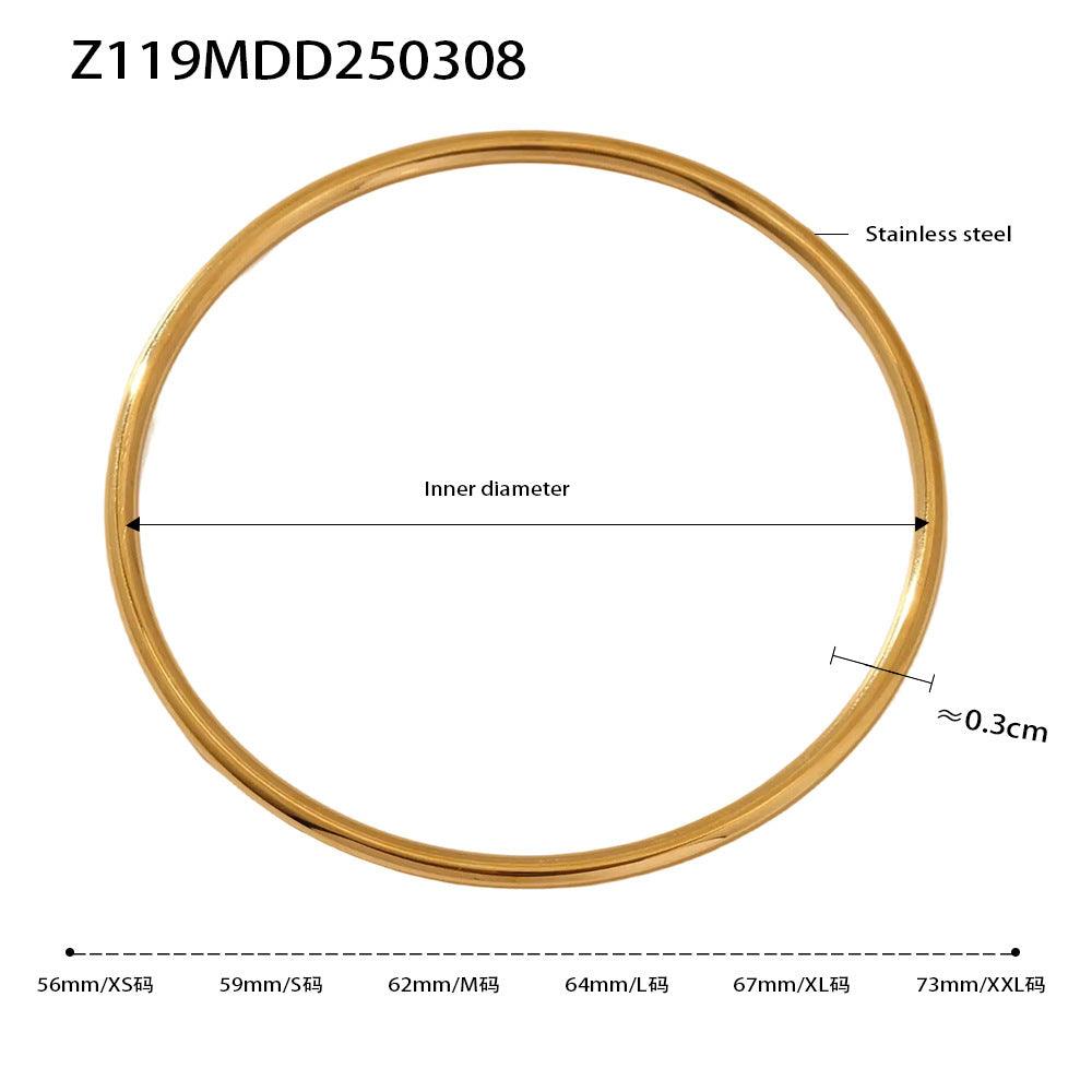 B廠-法式新款ins簡約光圈手鐲圓形素圈不鏽鋼鍍18K金手圈「Z119」25.04-1