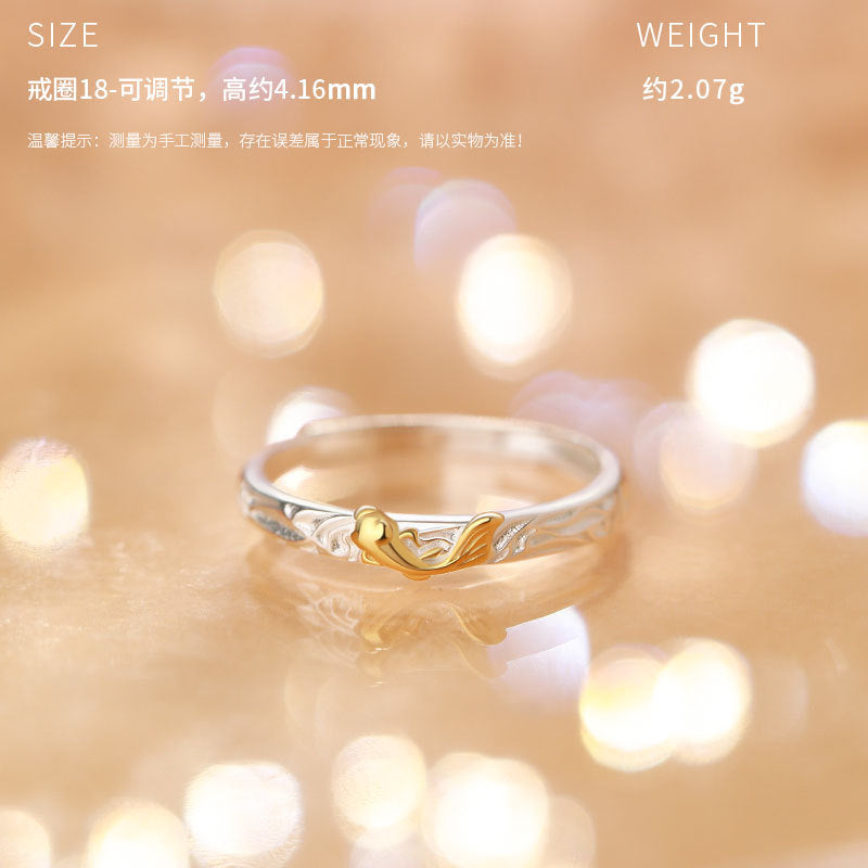 D廠-原創S999足銀熔岩錦鯉情侶對戒高級輕奢風日常百搭小眾手飾批發「YC3769R_1」25.11-3