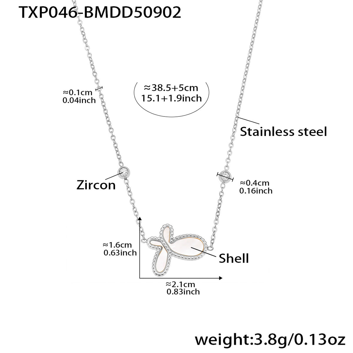 B廠-歐美飾品不鏽鋼蝴蝶造型項鍊方形光面吊墜18k鍍真金不掉色「P1054」25.09-2