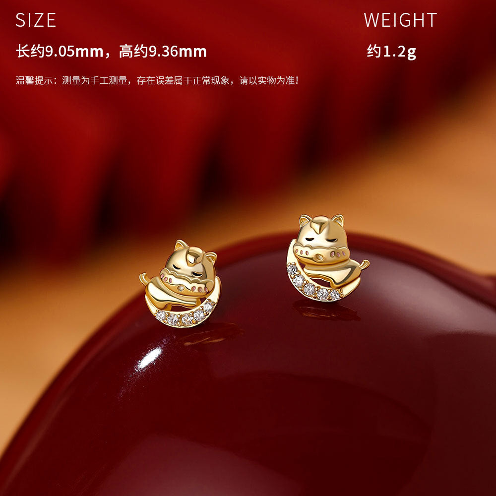 D廠-原創S925純銀月亮小馬項鍊輕奢手鍊本命年耳環新年精緻首飾批發「YC3353N_1 YC7046E_1 YC4915SL_1」25.12-1