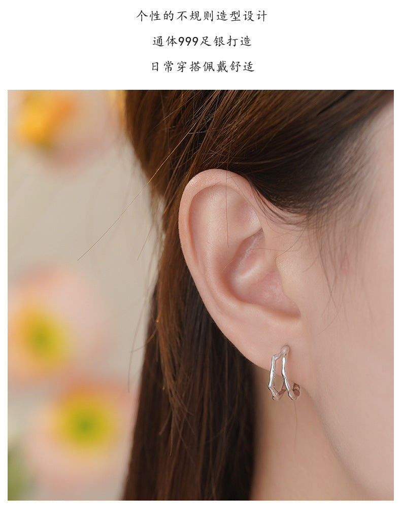 D廠-S999足銀輕奢雙層素圈耳環女高級感日常簡約百搭耳釘「YC2154E_1」25.09-4