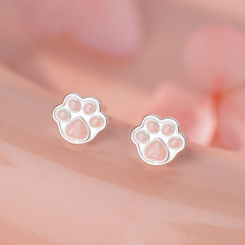 D廠-S999足銀貓爪耳環可愛少女心卡通睡覺免摘萌趣寵物耳飾批發「YC3004E_1」25.11-3