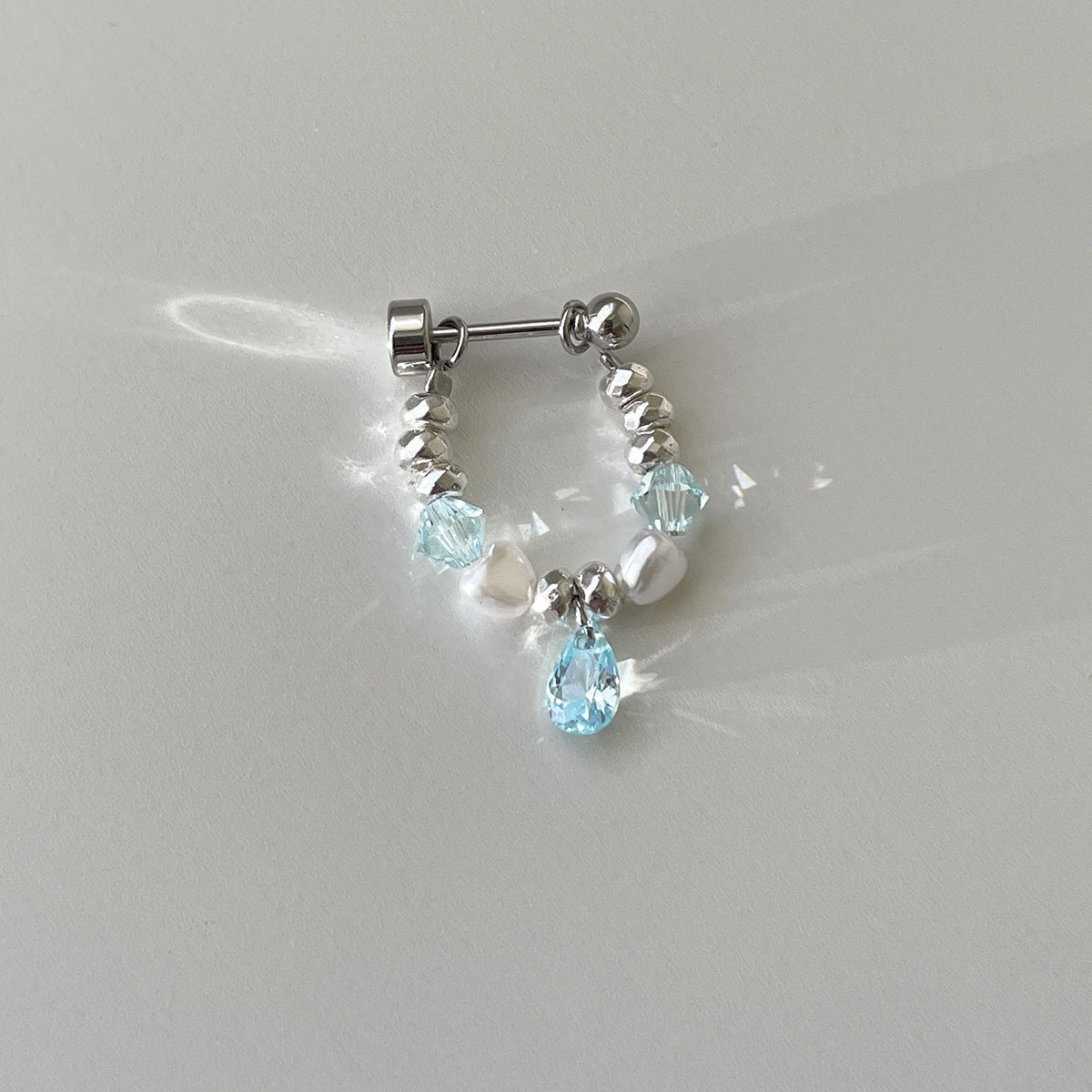 C廠-彩色多巴胺水滴鋯石耳環女輕奢百搭甜美碎銀鈦鋼耳圈精緻秋冬耳飾「EH-4281」25.11-4