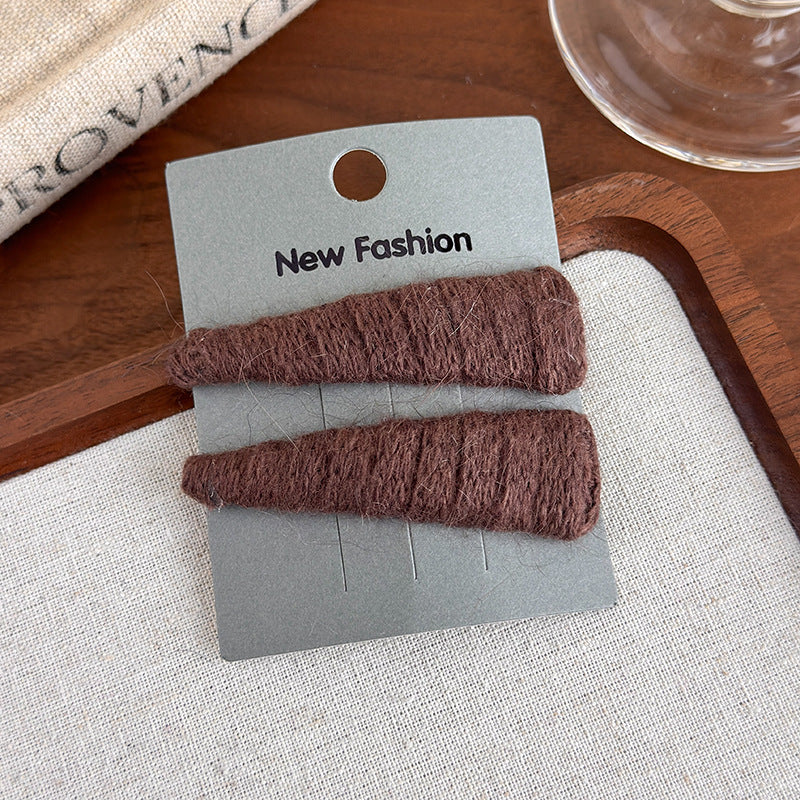 E廠-韓國ins秋冬彩色三角毛線bb夾髮夾可愛甜美瀏海夾側邊夾頭飾髮飾「27652」25.11-4