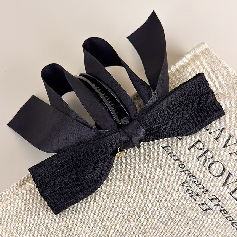 E廠-秋冬美拉德~復古針織蝴蝶結香蕉夾女大號防滑高馬尾扭扭竪夾頭飾「27638」25.11-1