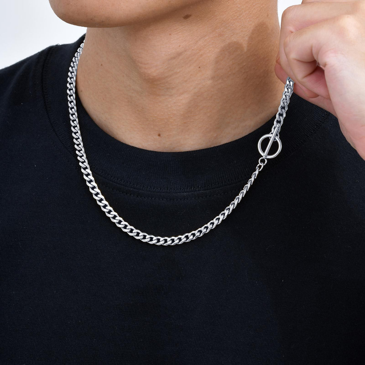 G廠-批發 男士飾品 跨境潮流時尚不鏽鋼六面磨鏈項鍊5MM「NC-529」25.07-4