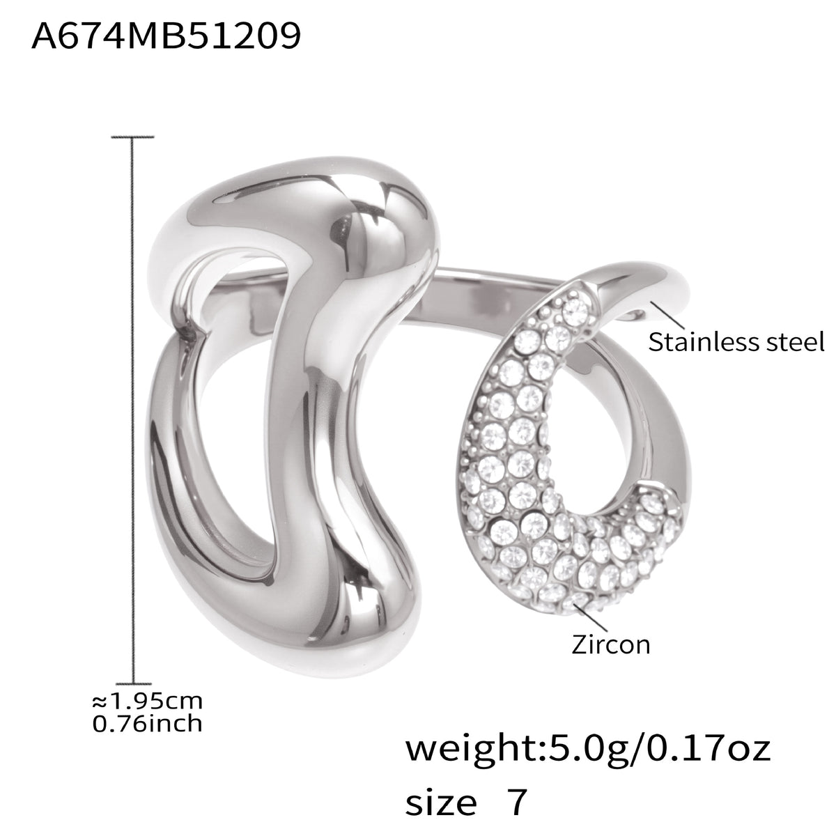 B廠-不鏽鋼細鑽鑲嵌鋯石開口戒指組合鍍18k真金INS小眾時尚設計手飾品「A382-A-A622-A674」25.12-3