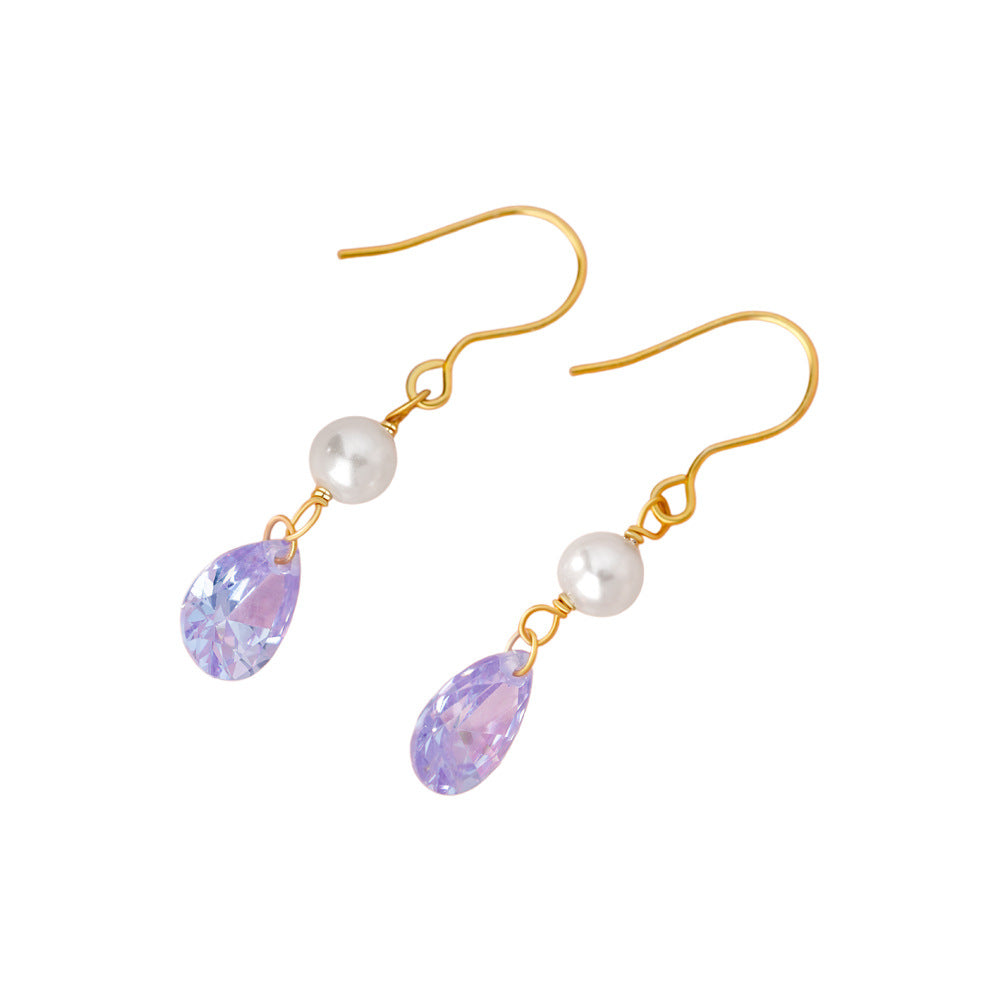 D廠-純銀S925鋯石珍珠耳鉤輕奢耳墜法式優雅貴女氣質復古精緻耳環「YC9337E_1」25.12-1