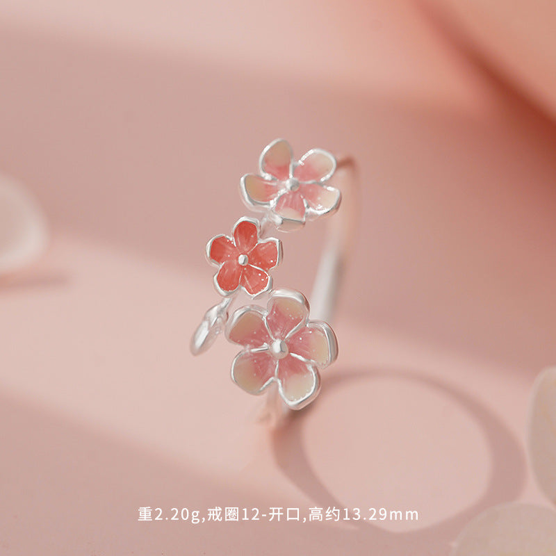 D廠-S999足銀櫻花花朵開口戒指清新設計感甜美可疊戴清新精美手飾「YC3658R_1 YC4535R_1」25.11-2