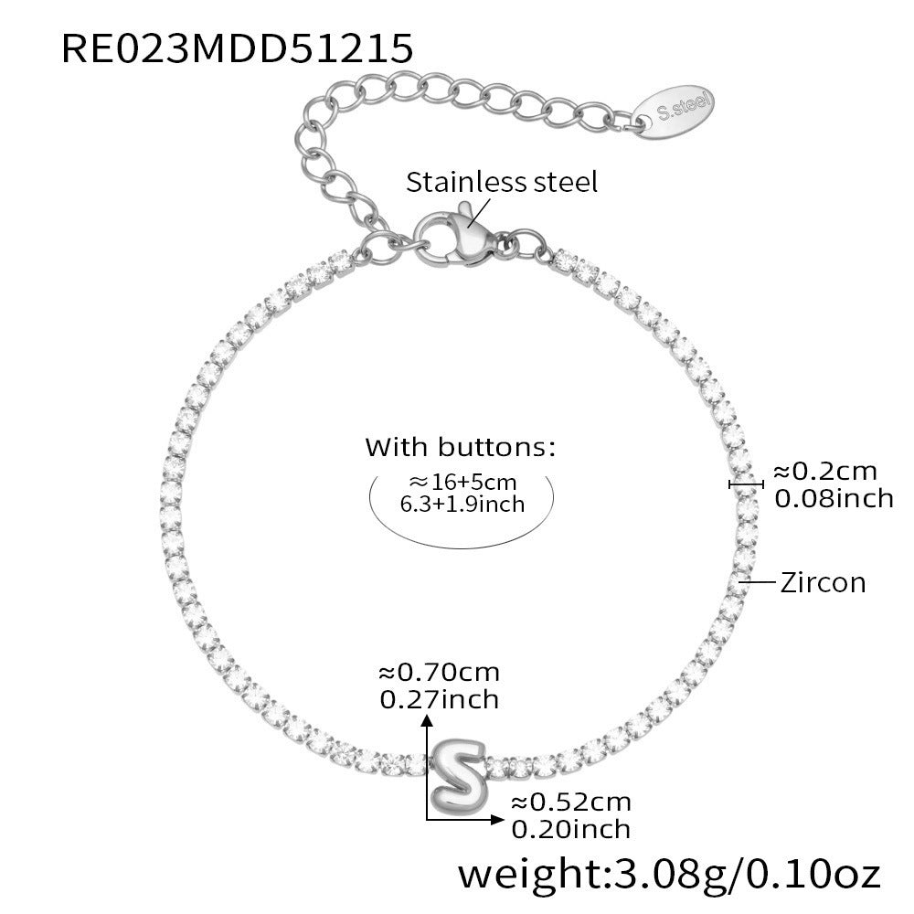 B廠-爆閃爪鑲鋯石26字母手鍊 不鏽鋼鍍18k真金時尚精緻氣質珠寶首飾女「RE023」25.12-3