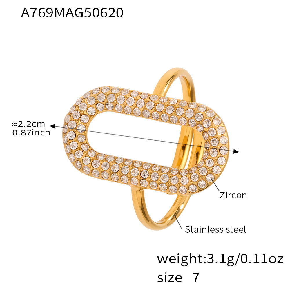 B廠-不鏽鋼5A鋯石開口戒指不掉色小眾設計感指環ring歐美風飾品「A768」25.06-4
