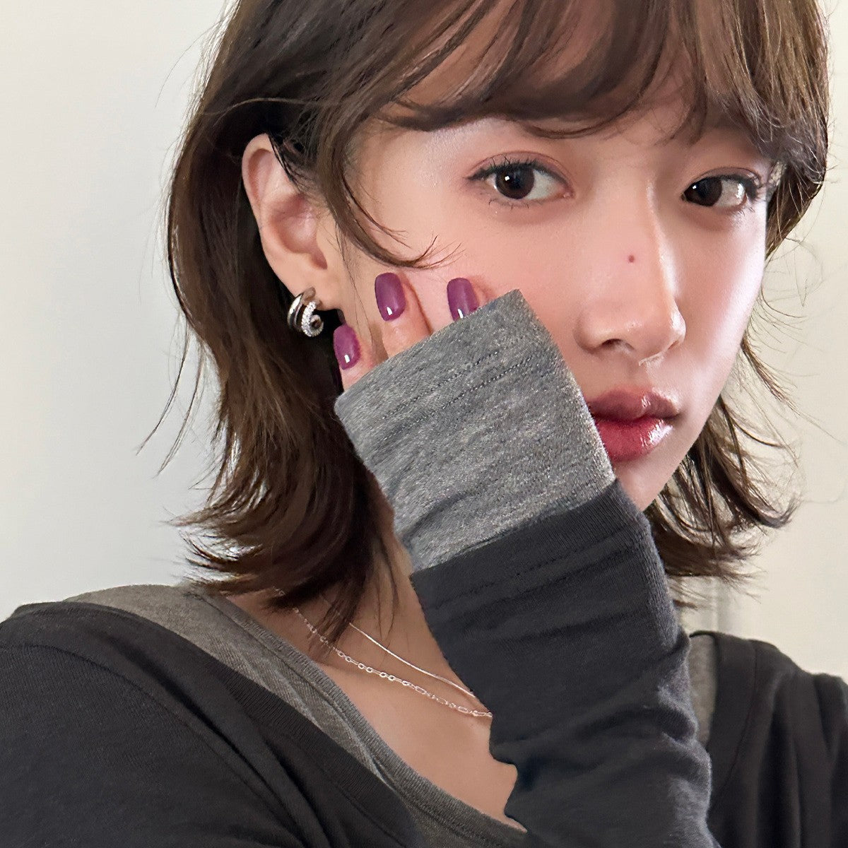 C廠-925銀針韓國超閃鋯石耳釘女輕奢精緻高級感時尚雙層C形耳環耳飾「EH-3437」25.04-4