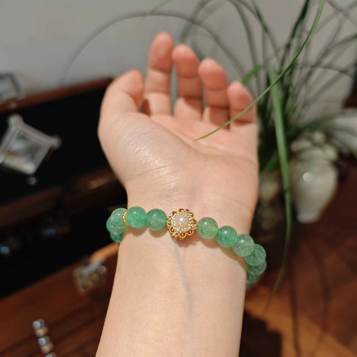 AS廠-天然綠草莓晶手鍊女紫牙烏石榴石人魚眼淚單圈手串高級感水晶批發「SL20-02-05」25.05-5