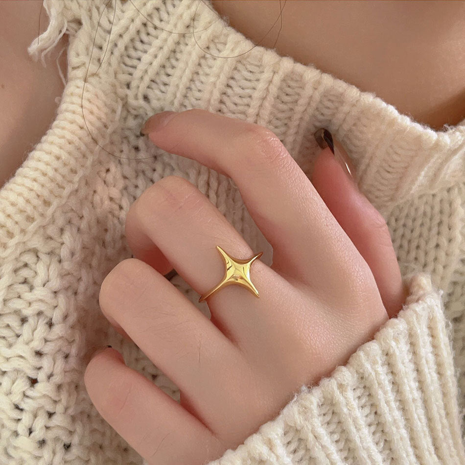 F廠-韓版飾品925純銀星光戒指個性小紅書INS簡約戒指指環首飾「J1928」25.05-3