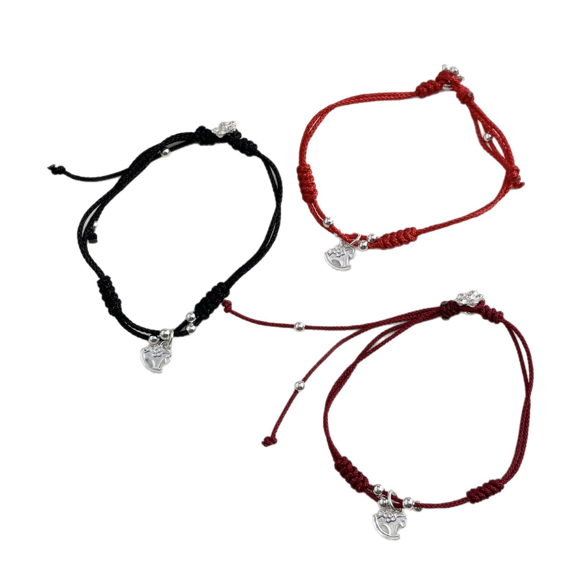 C廠-2026年生肖馬年馬上有錢花小馬花朵編繩手鍊S925純銀手鍊可調節「1602」25.11-2