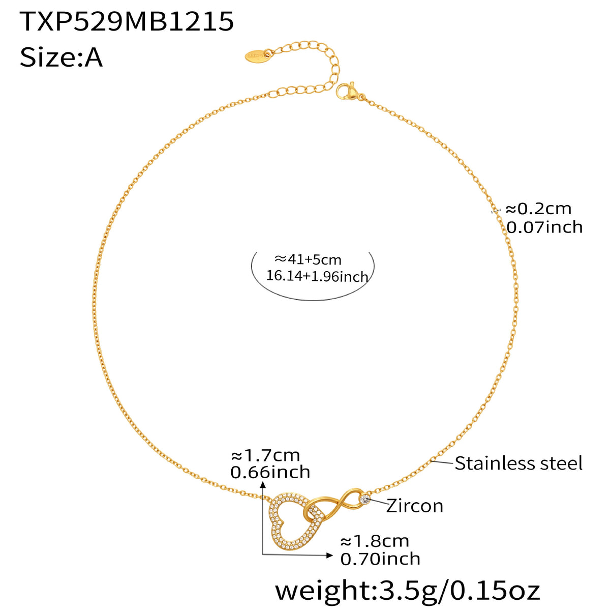 B廠-不鏽鋼滿鑽超閃愛心8字交叉項鍊手鍊套裝歐美風時尚飾品鍍18k真金「TXP529」25.12-3