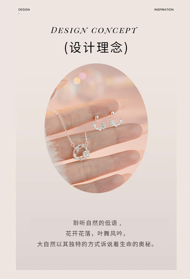 D廠-原創S999足銀典雅花之靈語套裝女清新獨特設計甜美耳飾批發「YC1349N_1 YC4477E_1」25.05-1