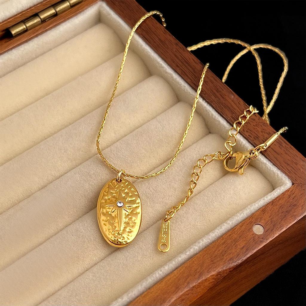 A廠-高保色鍍18K歐美時尚流行芒星通勤鎖骨鏈高級感不銹鋼項鍊「5657」25.03-1