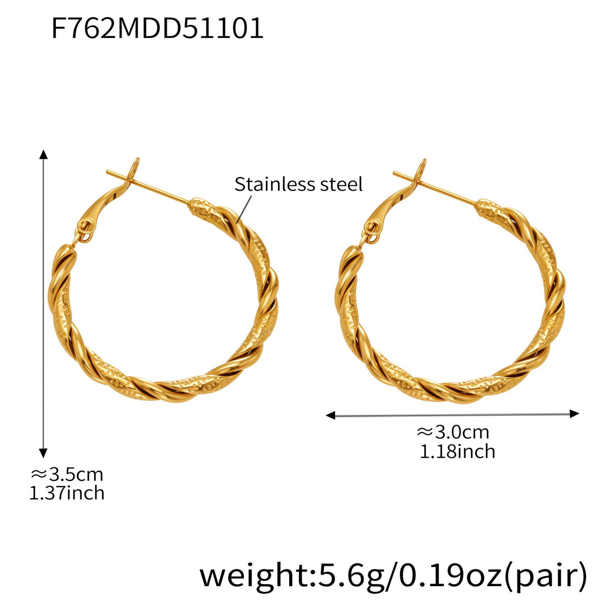 B廠-ins風小眾設計三層愛心形耳環不鏽鋼18k鍍金耳釘不掉色耳飾「F753」25.11-1