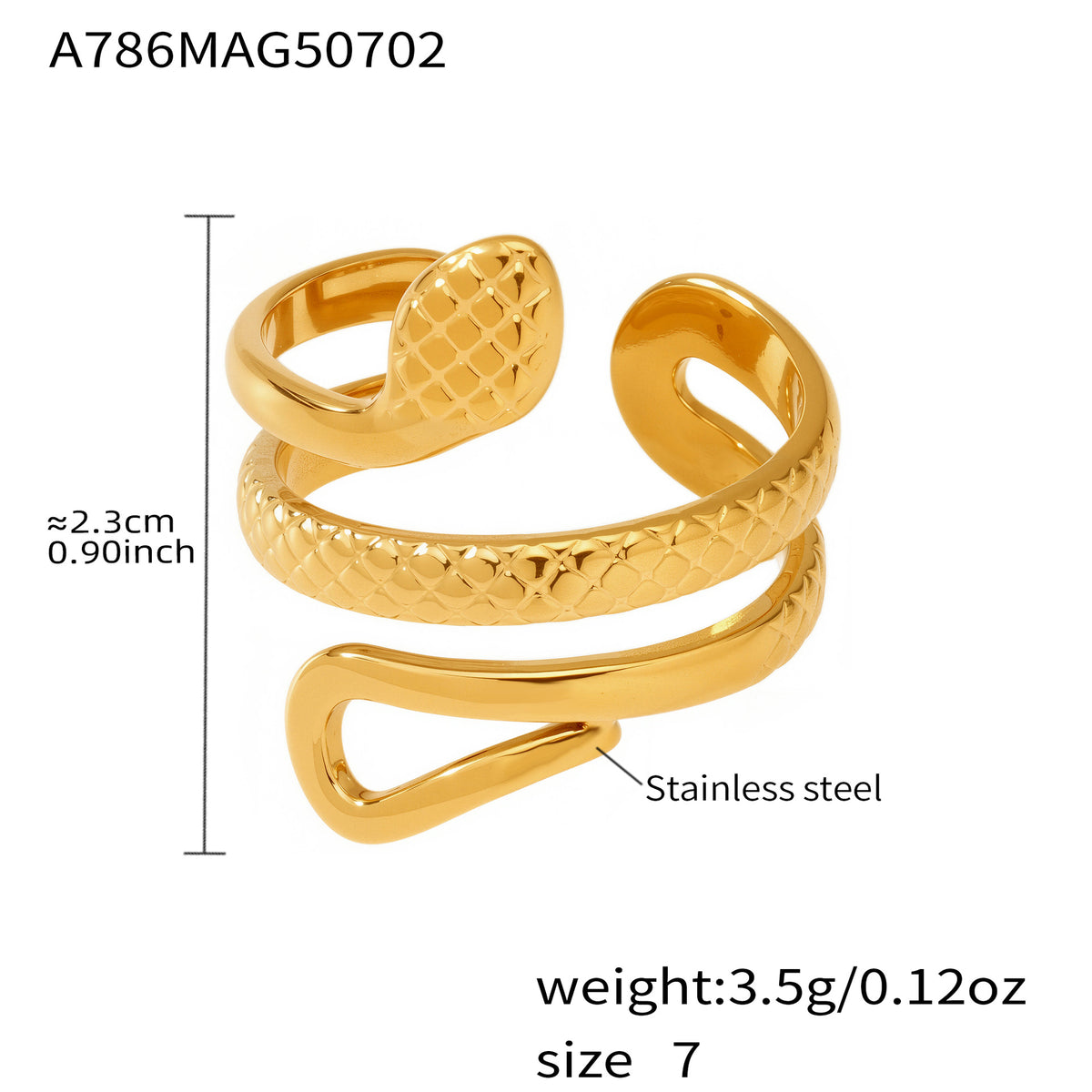 B廠-歐美不鏽鋼蛇形戒指小眾開口指環本命年鈦鋼飾品跨境rings「A786-A787」25.07-2
