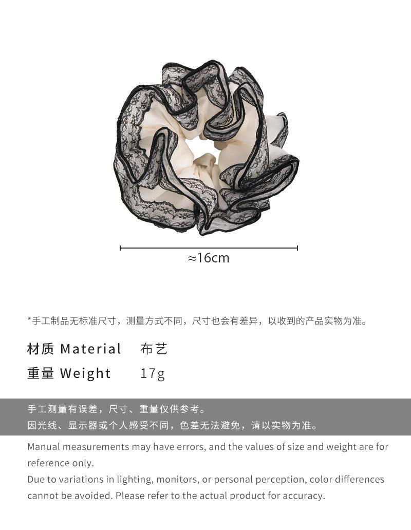 E廠-輕奢高級蕾絲花邊大腸髮圈法式超仙復古宮廷風馬尾髮繩丸子頭髮飾「26749」25.04-1