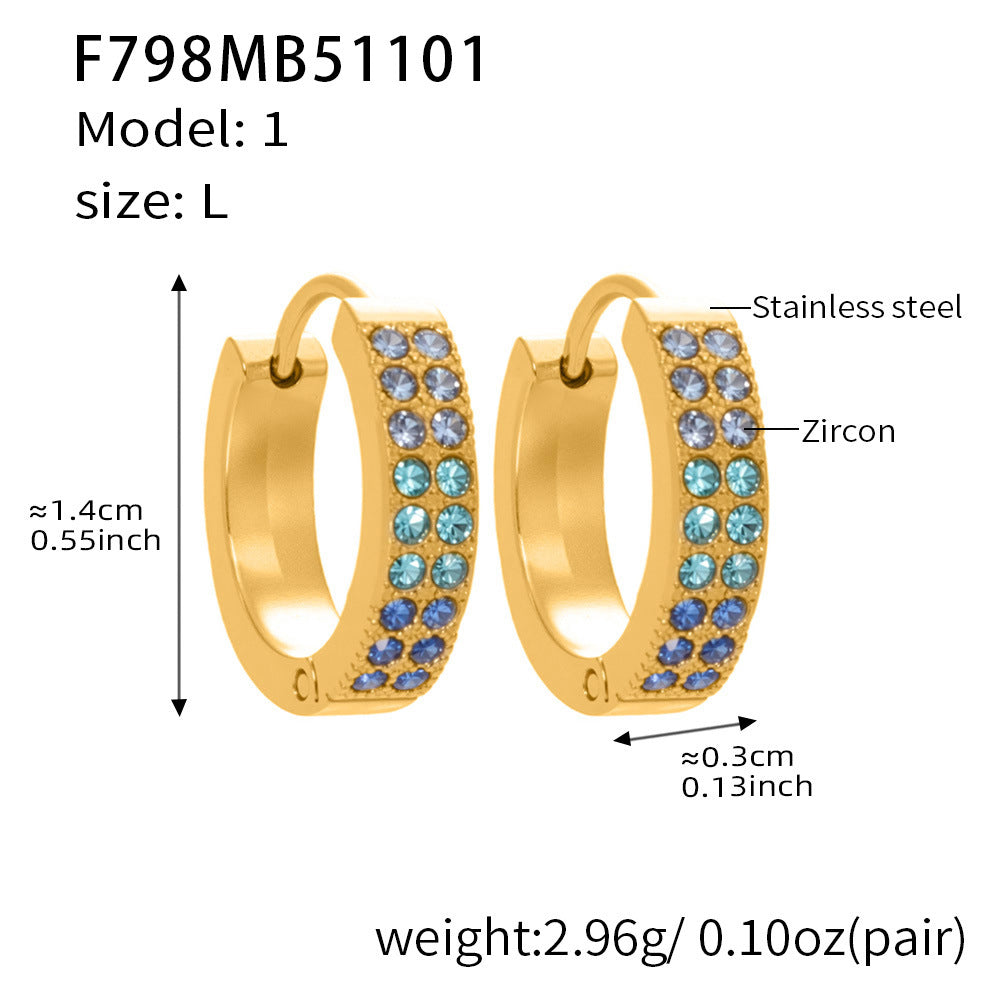 B廠-簡約C型鑲彩鑽拼色鋯石耳扣不鏽鋼鍍18k真金輕奢小眾耳環女「F798」25.11-1