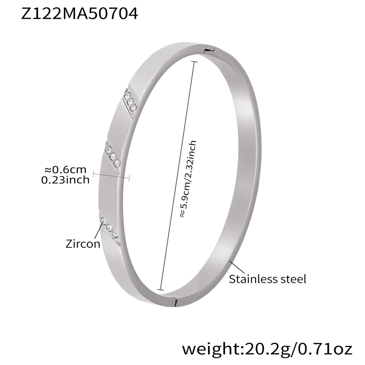 B廠-ins小眾設計感不鏽鋼幾何素圈鑲鋯石手鐲跨境時尚手環組合「Z076」25.07-2