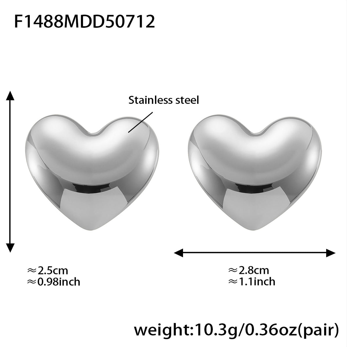 B廠-歐美不鏽鋼圓形愛心拼色耳環高級耳釘鈦鋼耳飾跨境earring「F1577-F1488」25.07-3