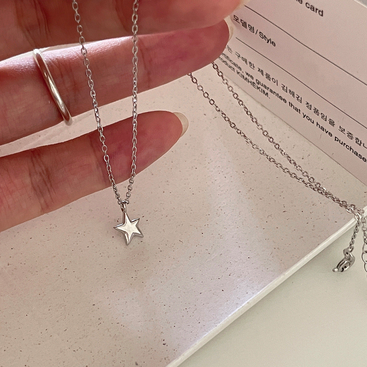 C廠-925純銀星星項鍊女小清新系日常百搭小房子吊墜鎖骨鏈高級感頸鏈「XL-1211」25.10-4