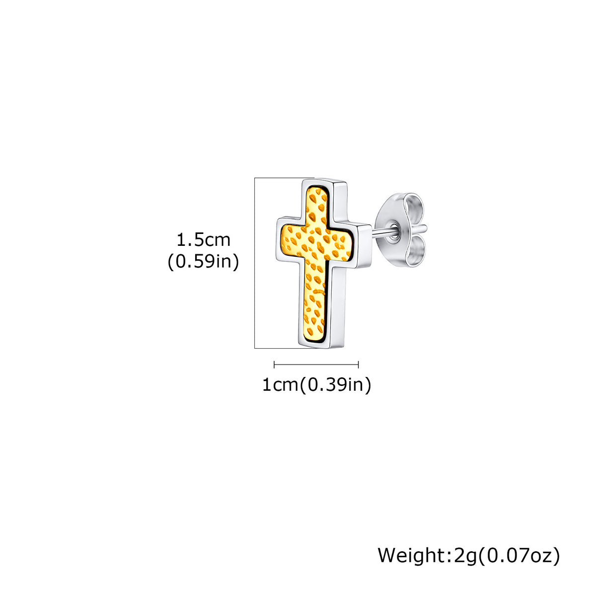 G廠-跨境男士時尚耳飾 不鏽鋼錘紋十字架耳釘 潮流經典百搭飾品「ES-720」25.11-1