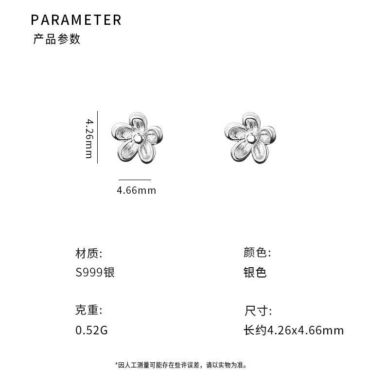 D廠-999足銀花瓣螺絲耳環女甜美小清新森系簡約可愛小眾耳飾批發「YC2199E_2」25.04-2