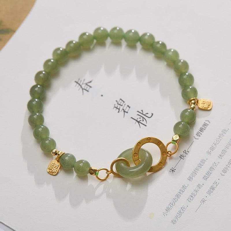 AS廠-天然6MM和田玉手鍊女S925銀環環相扣高級感玉石手串閨蜜禮物批發「SL15-23」25.03-3