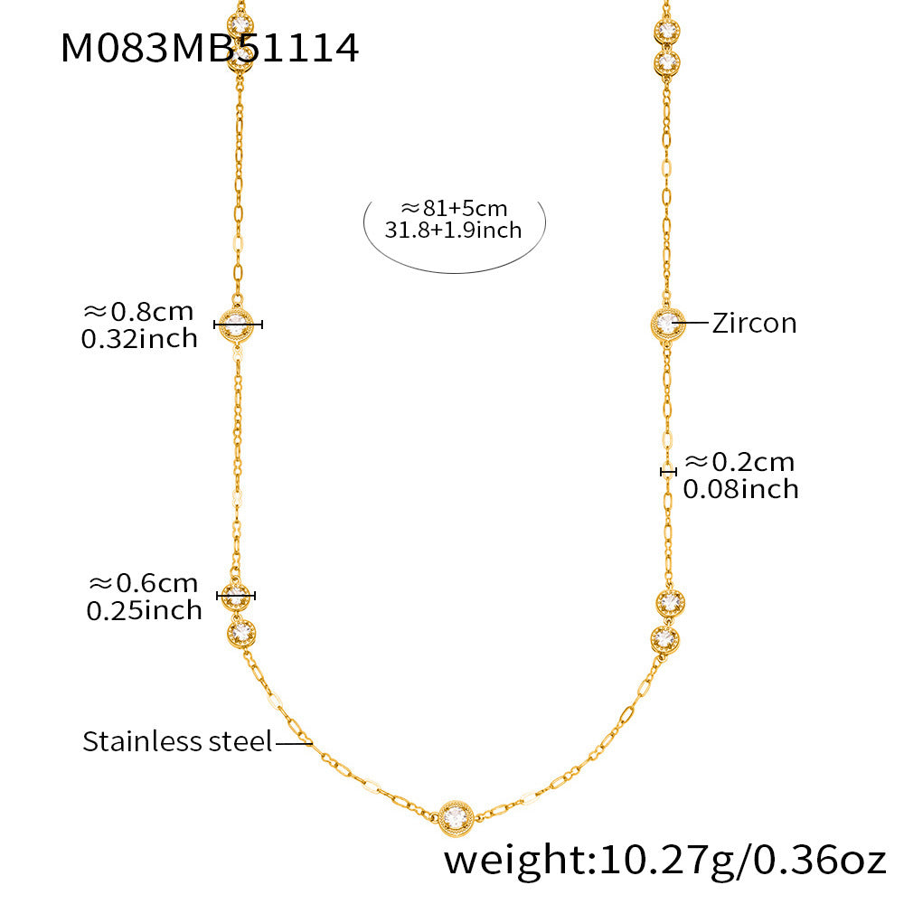B廠-法式秋冬超閃爪鑽5A鋯石長款毛衣鏈不鏽鋼鍍18k真金不掉色「M083」25.11-3