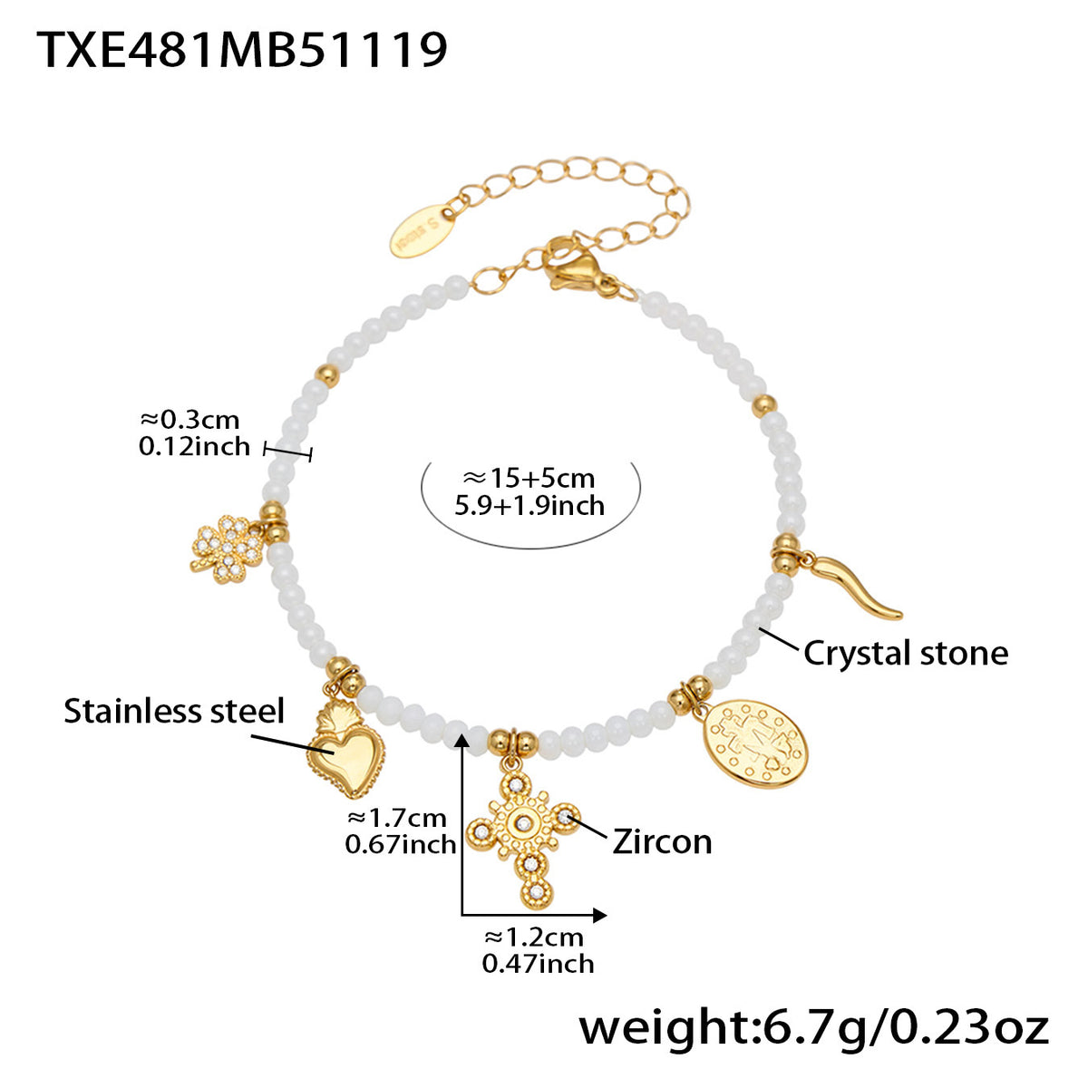 B廠-天然切面水晶石飾品5A鋯石DIY多配件手鍊項鍊不鏽鋼套裝女「TXP481」25.11-4