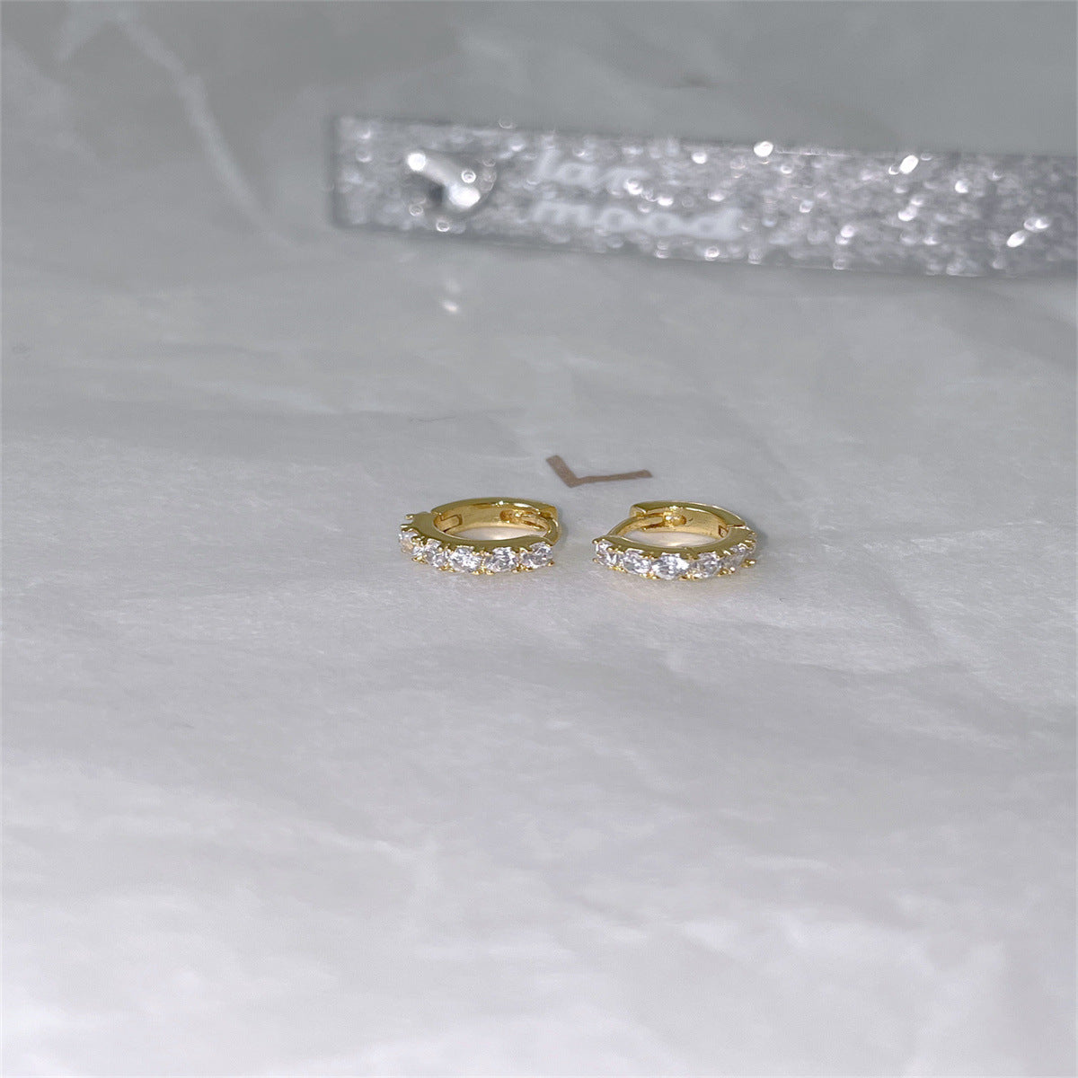 C廠-極簡冷淡風鋯石耳環女輕奢高級感mini純銀耳圈精緻時尚氣質耳扣「EH-4209」25.10-3