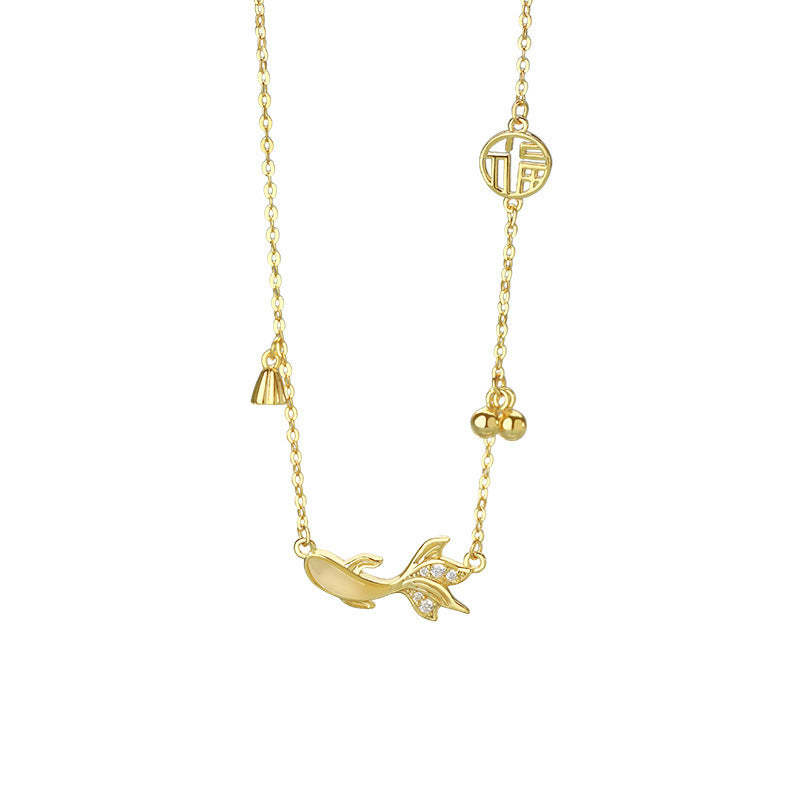 D廠-S999足銀福牌錦鯉項鍊女中式復古輕奢精緻高級頸飾「YC3904N_1」25.11-4