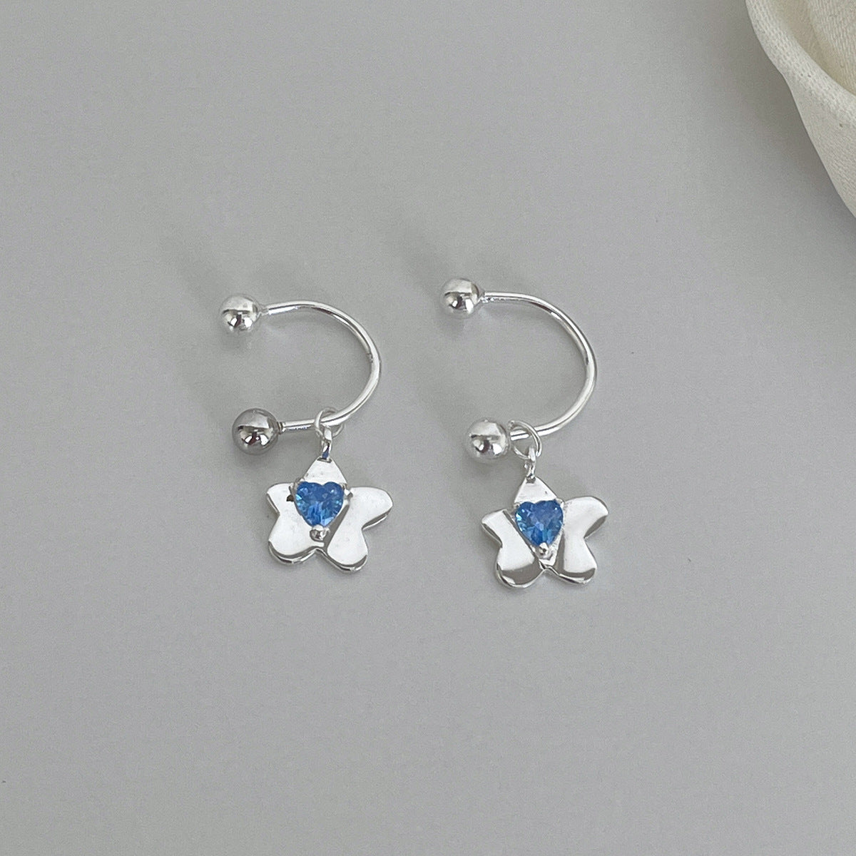 C廠-精緻韓系花朵吊墜耳釘女百搭甜美氣質銀針愛心耳環簡約甜酷風耳飾「EH-4340」25.11-4