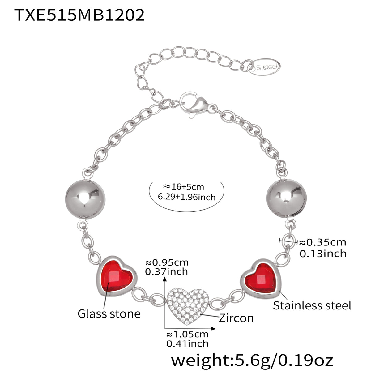 B廠-不鏽鋼彩色樹脂包邊項鍊5A鋯石愛心手鍊多巴胺飾品套裝鍍18k真金「TXP515」25.12-2