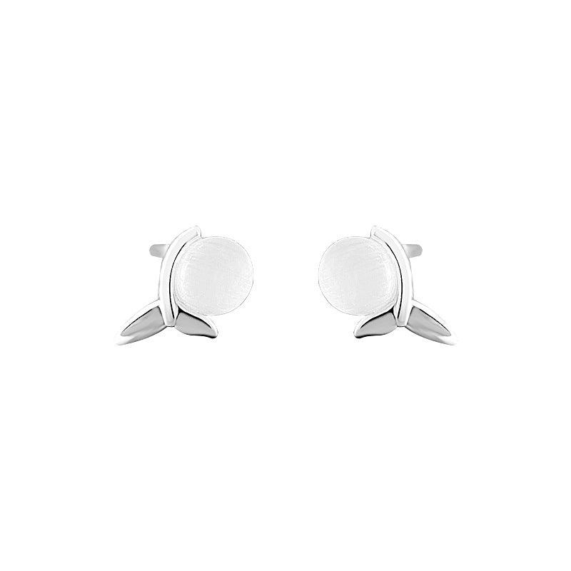 D廠-S999足銀甜美貓眼魚尾耳環女小眾設計感小清新夏季耳飾品「YC9959E」24.04-2